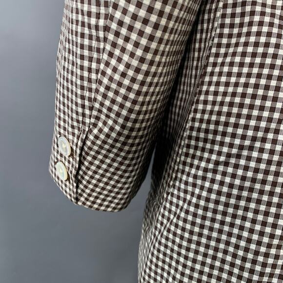 BLACK FLEECE Size 42 White Brown Checkered Cotton Silk Sport Coat - Picture 5 of 9